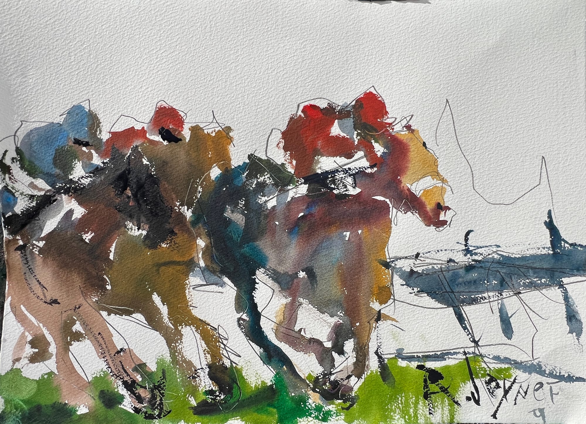 Abstract horse racing painting