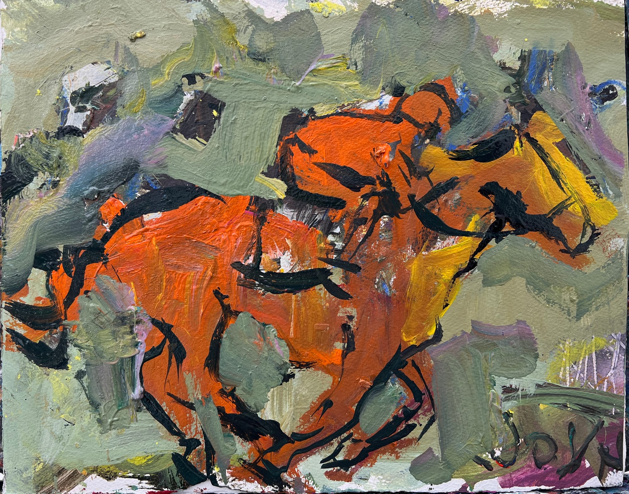 Abstract horse racing paintings