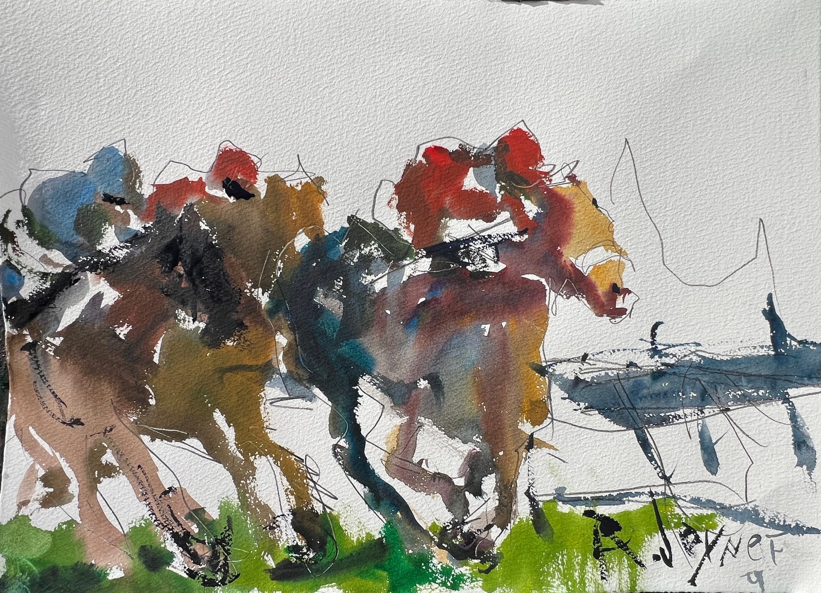 Abstract horse racing painting