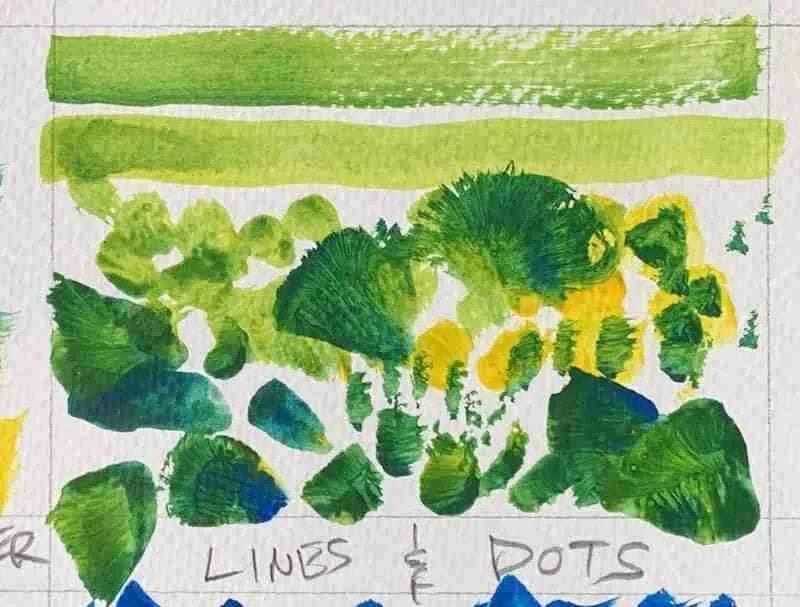 Lines and dots acrylic technique