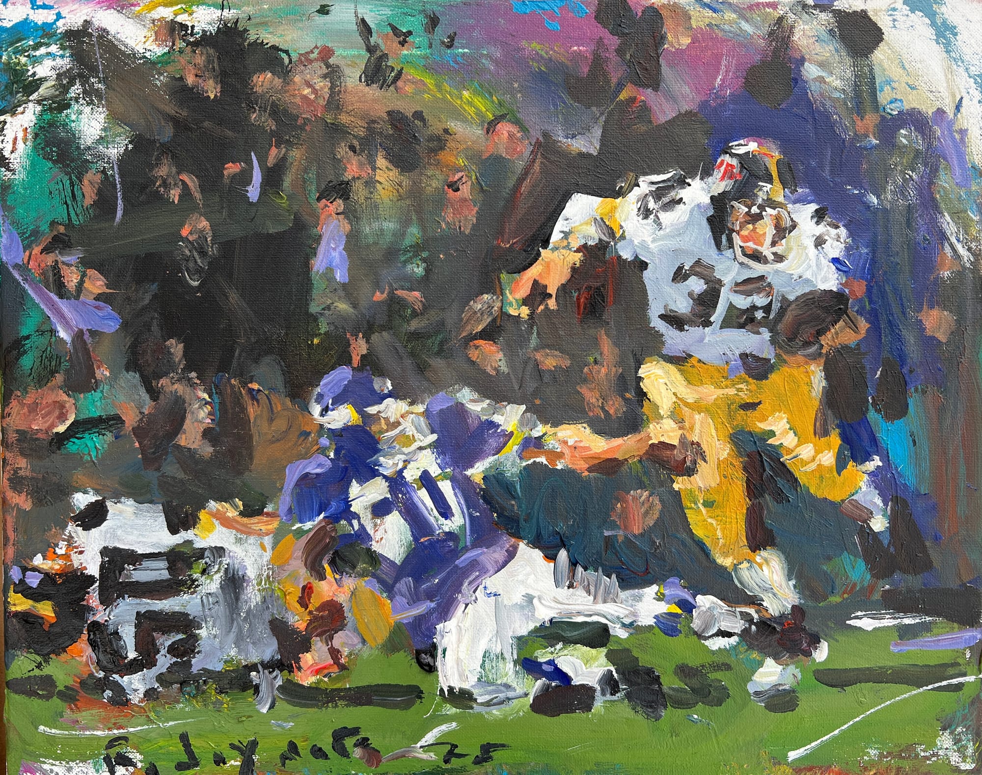 Original Abstract Style Franco Harris Painting by Robert Joyner