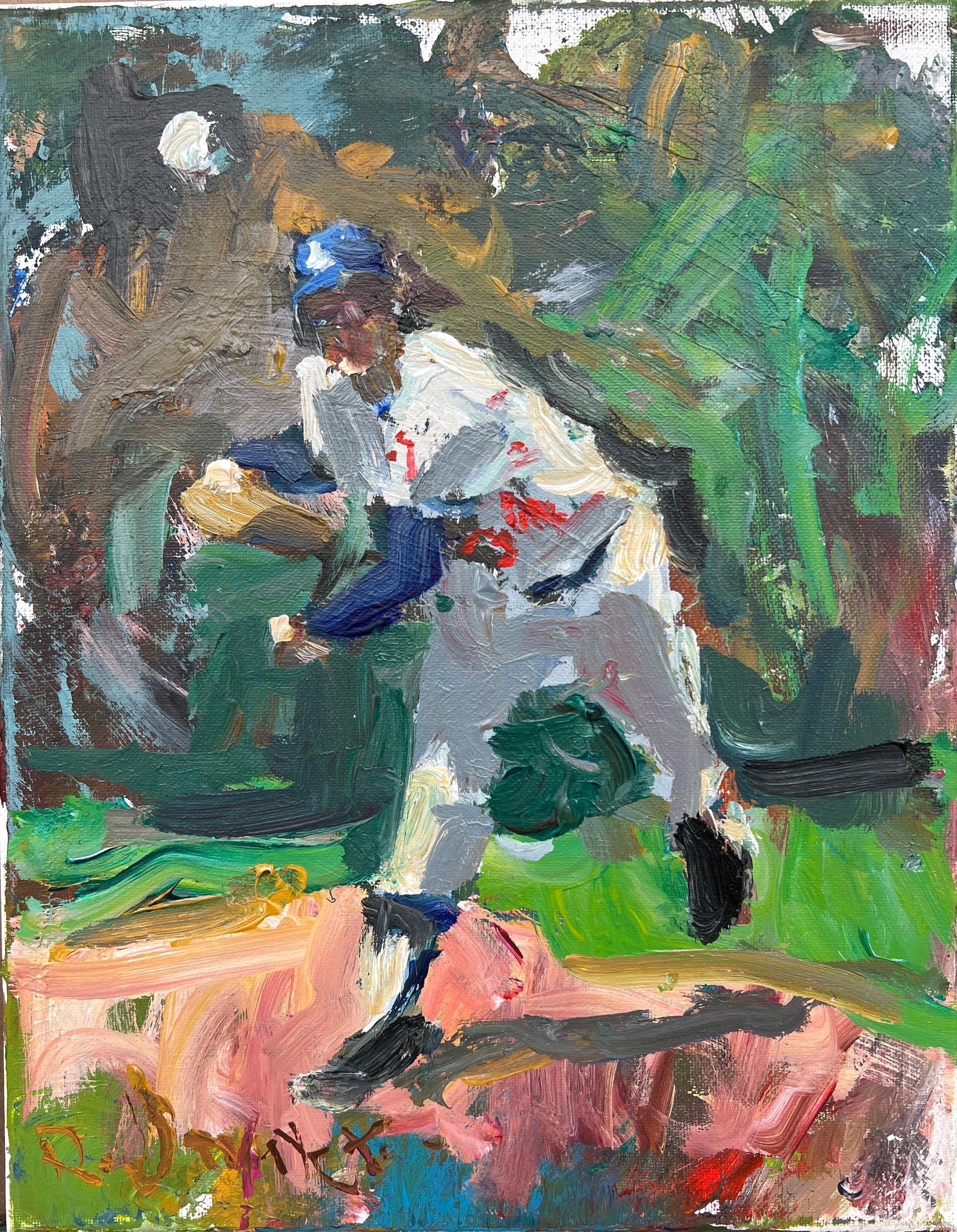 Original mixed media painting of Fernando Valenzuela during Fernandomania era
