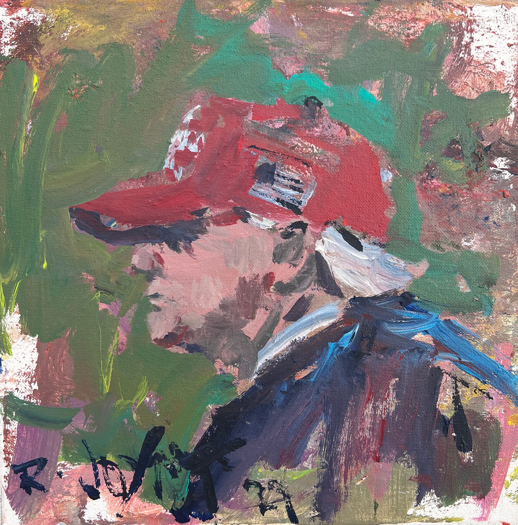 Expressive portrait of Donald Trump in MAGA Hat