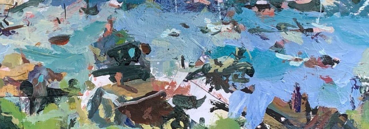 Step-by-step acrylic landscape painting for beginners – learning sky and tree techniques