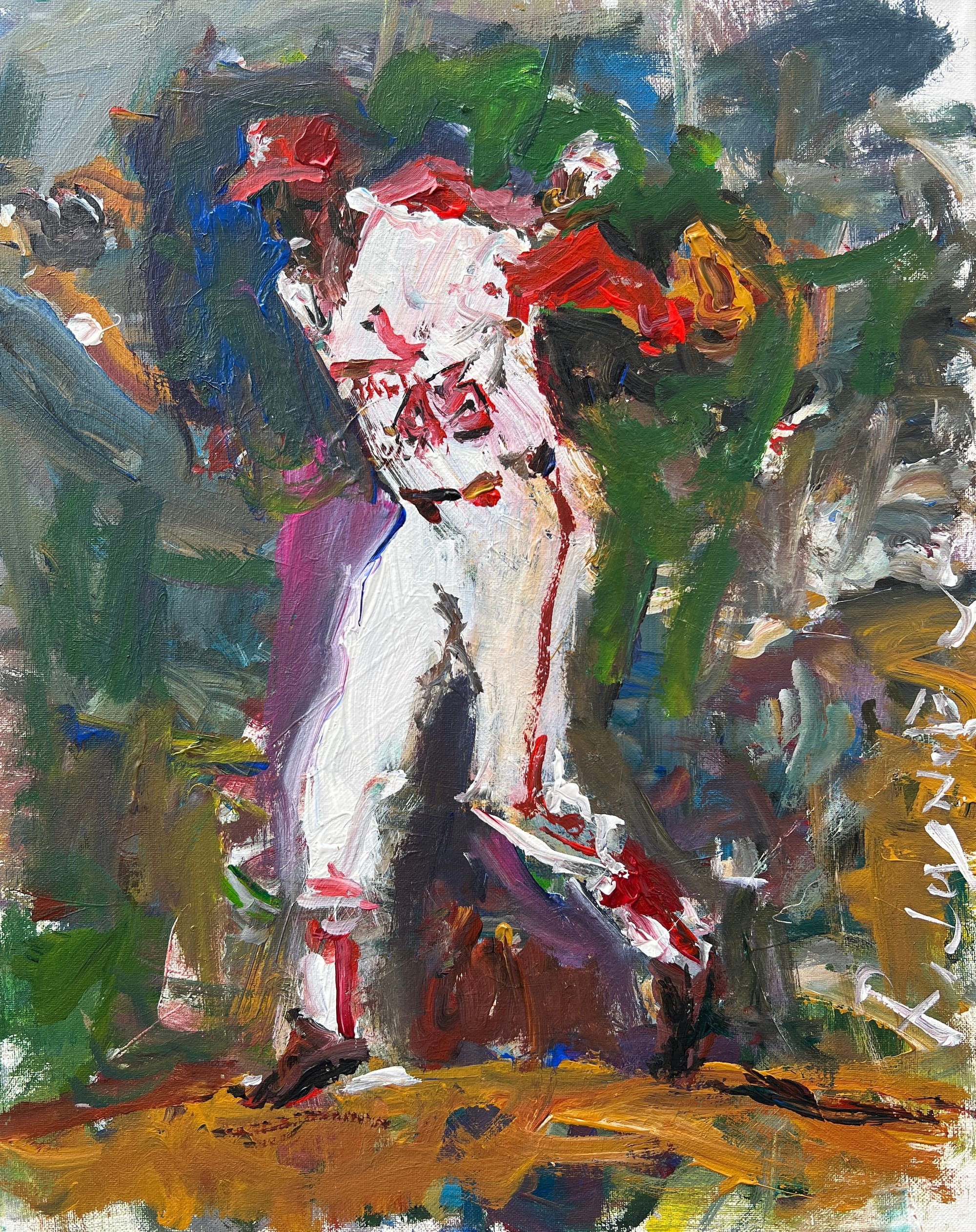Hand-painted artwork of Bob Gibson Cardinals pitcher in 1968 MVP season