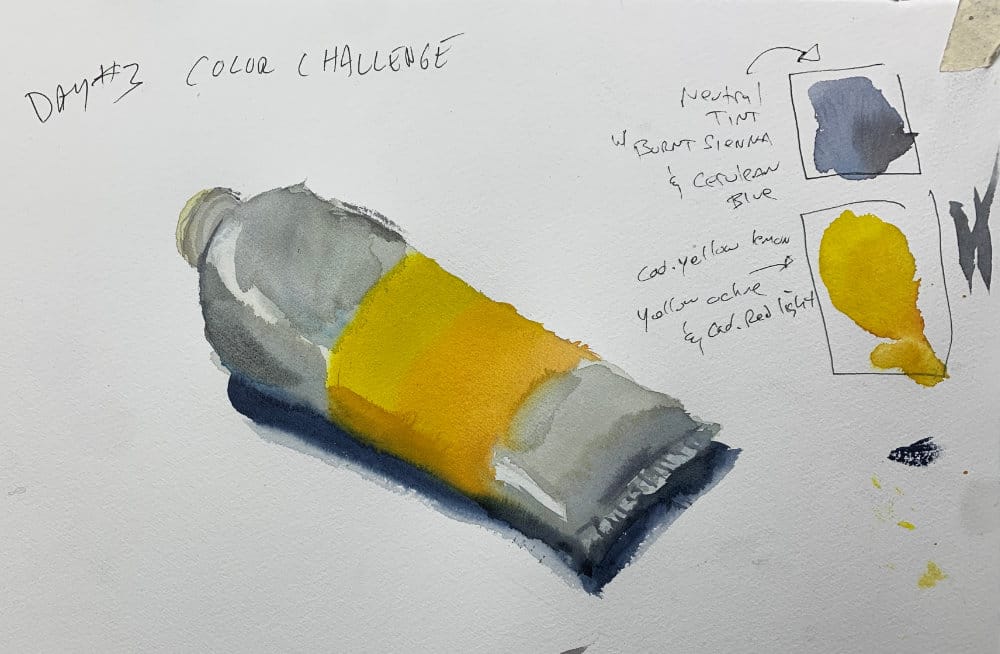 Watercolor swatches showing value changes across different colors