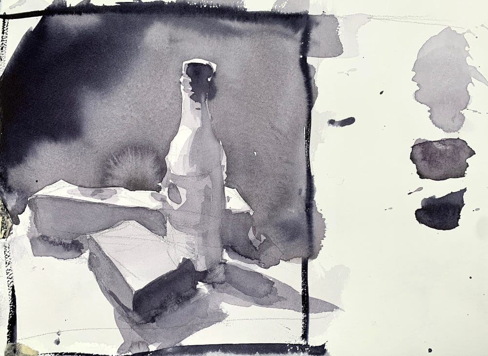 Watercolor study showing linked value shapes in composition
