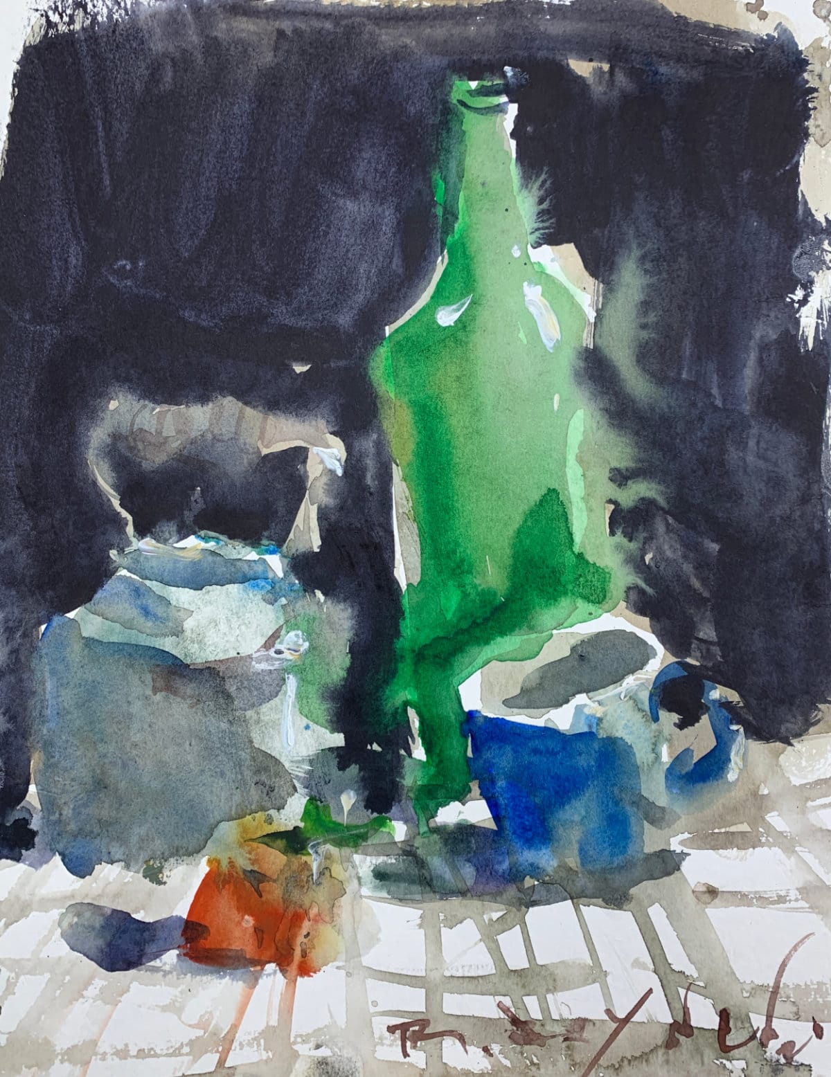 Easy watercolor still life painting for beginners using mixed techniques.