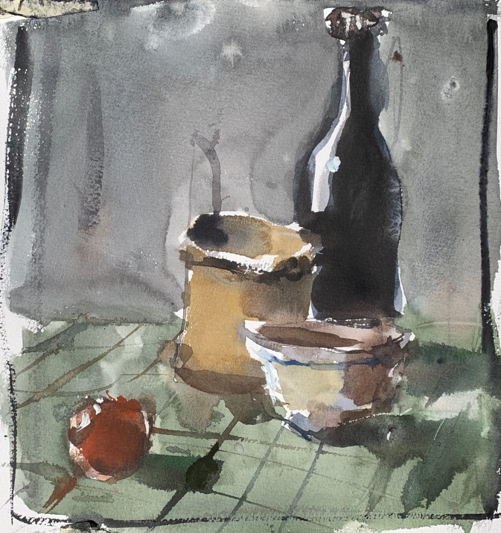Loose expressive watercolor painting combining all skills learned