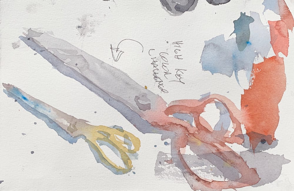 High-key watercolor painting with soft pastel color