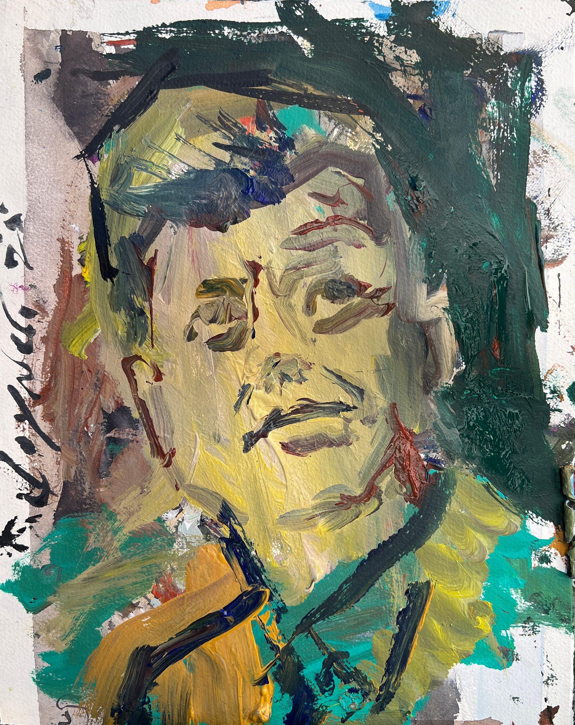 Vivid, modern artwork of President John F Kennedy with a loose, gestural approach
