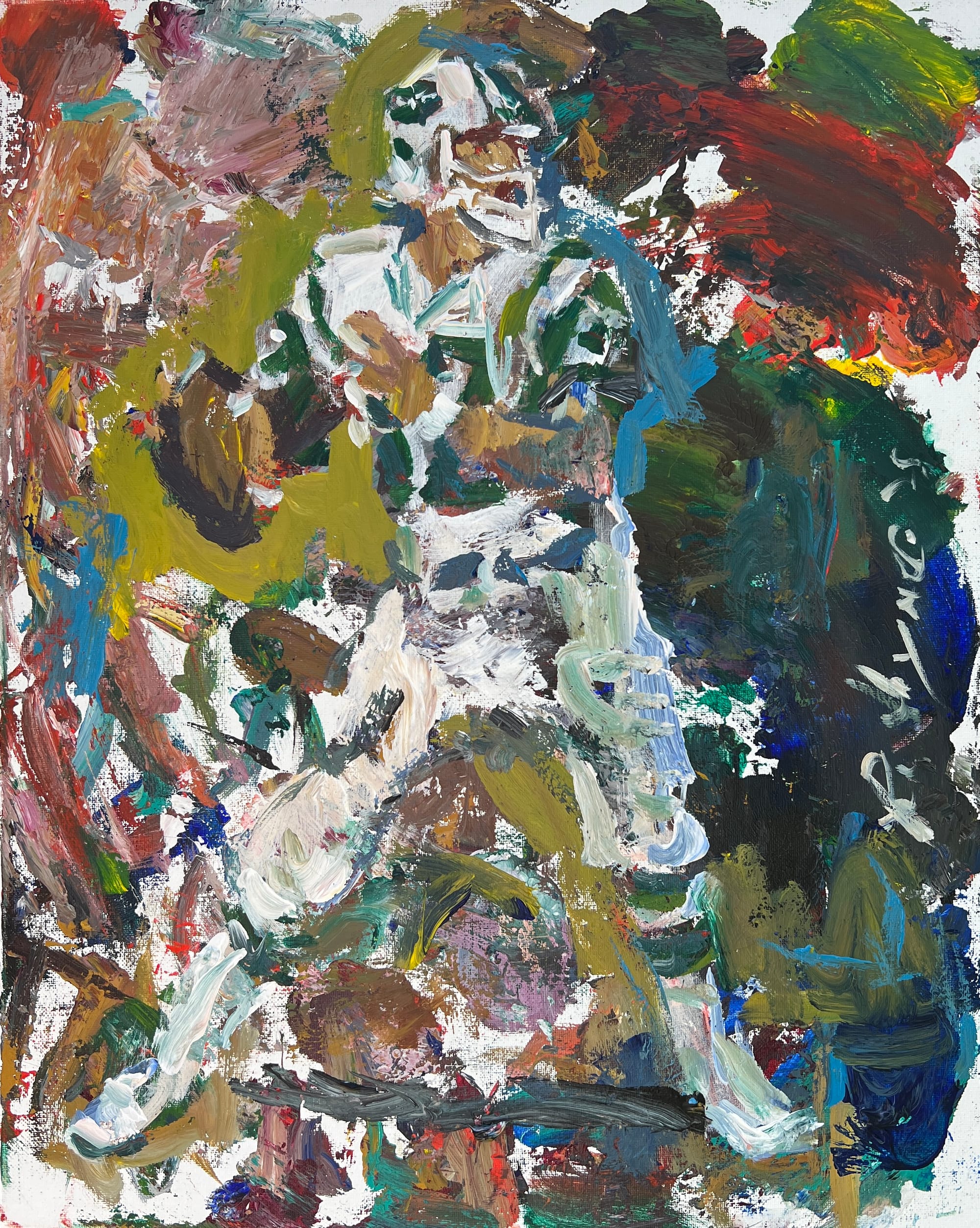 Original acrylic painting of Joe Namath in New York Jets uniform, dynamic pose on canvas