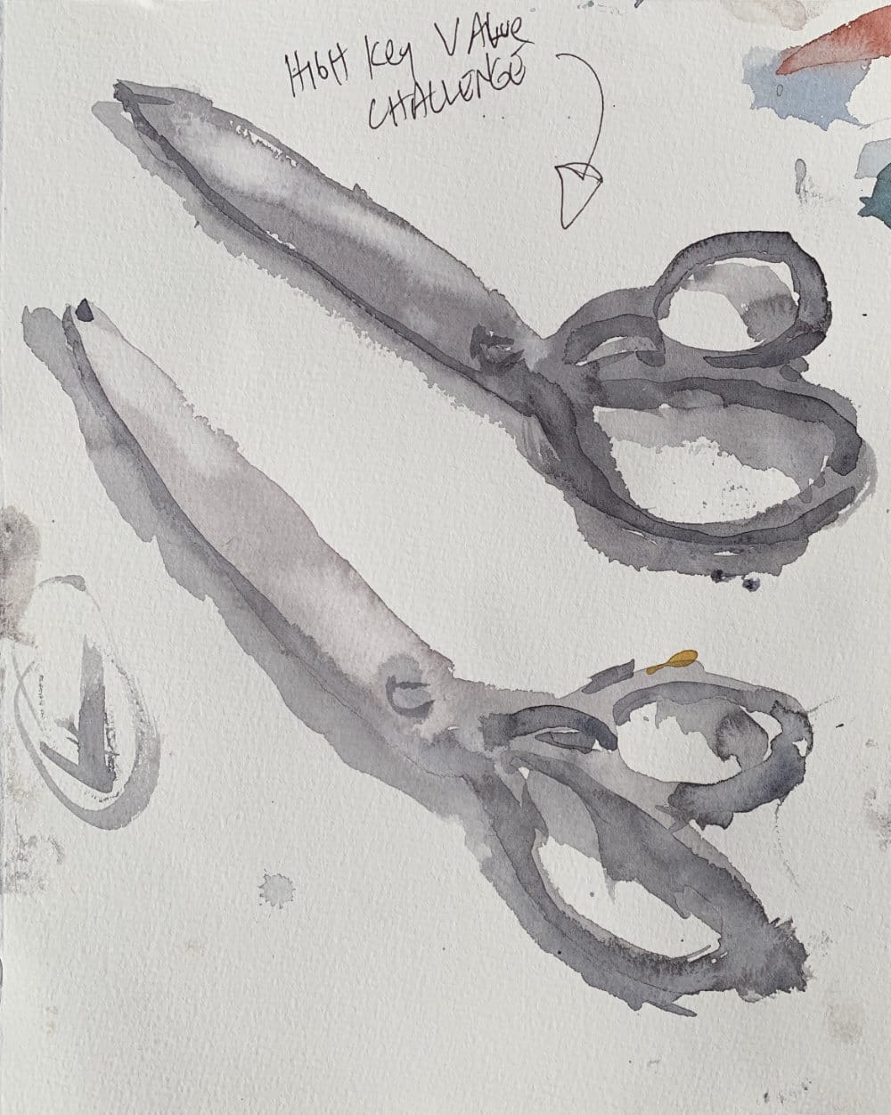 "Light gray monochromatic watercolor painting