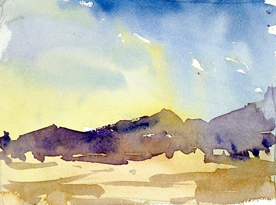 Simple beginner watercolor landscape - step-by-step