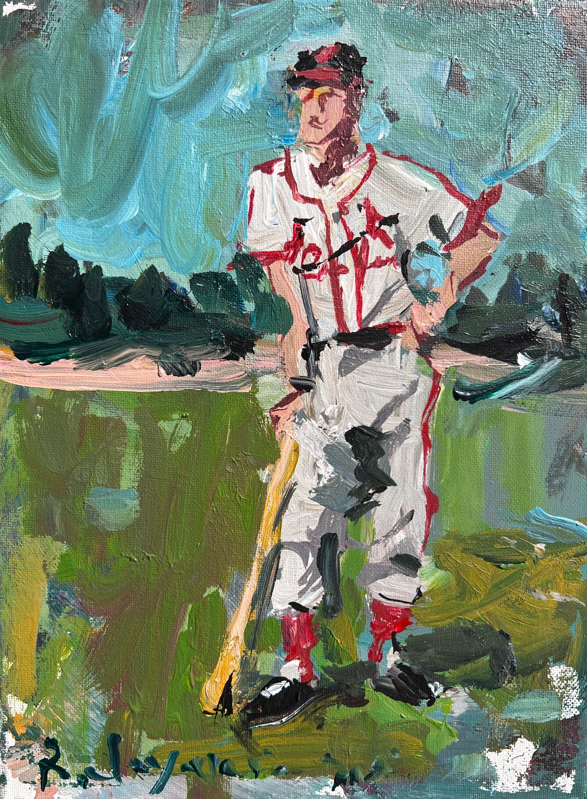 Acrylic portrait of Stan Musial Cardinals legend original baseball art