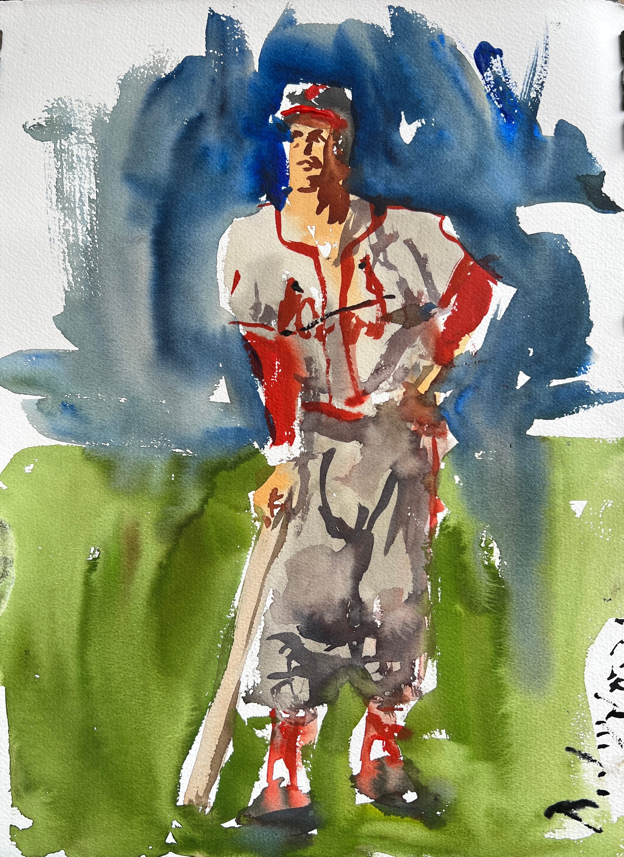 Original watercolor painting of Stan Musial