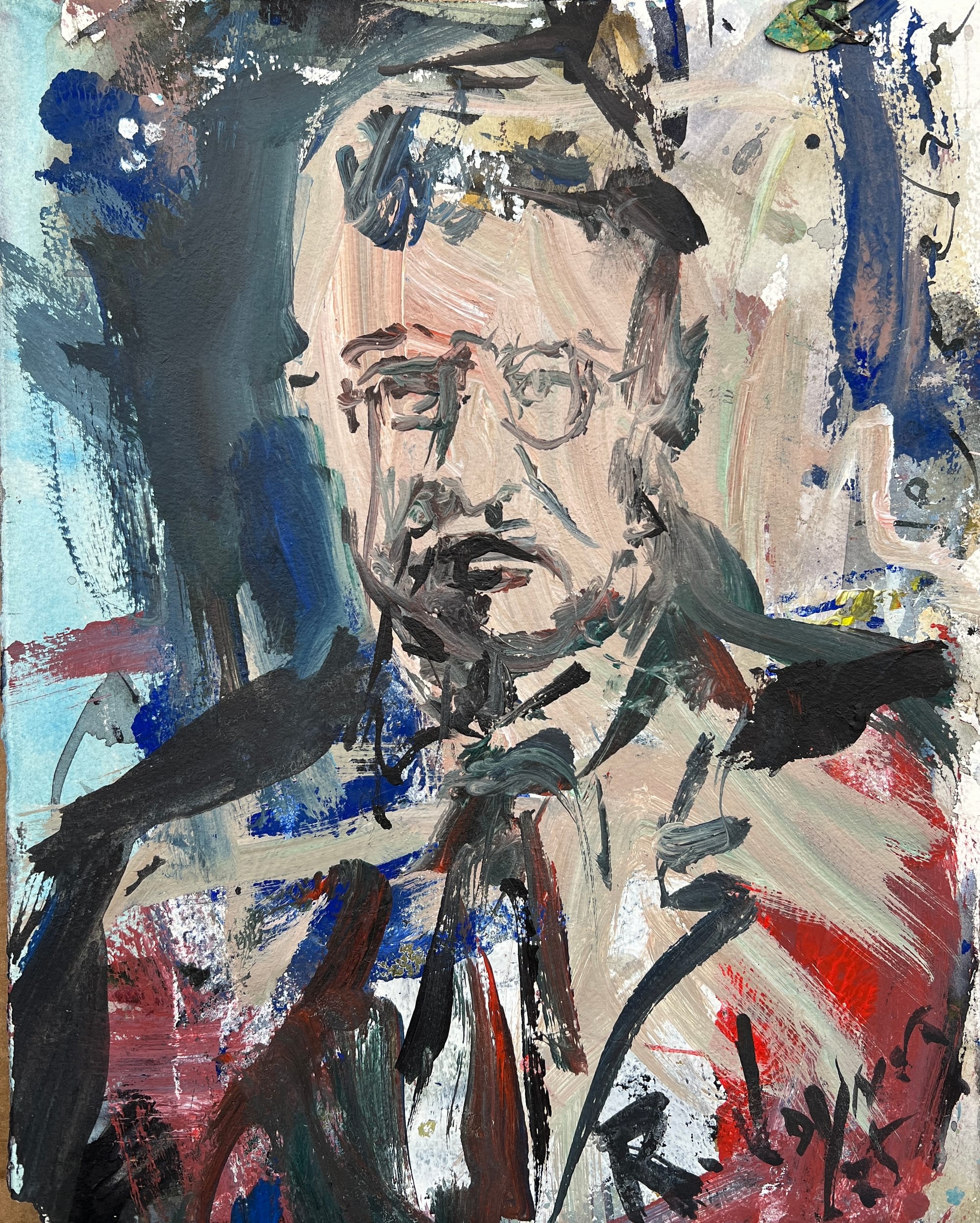 Modern Theodore Roosevelt painting combining historical detail with bold abstraction