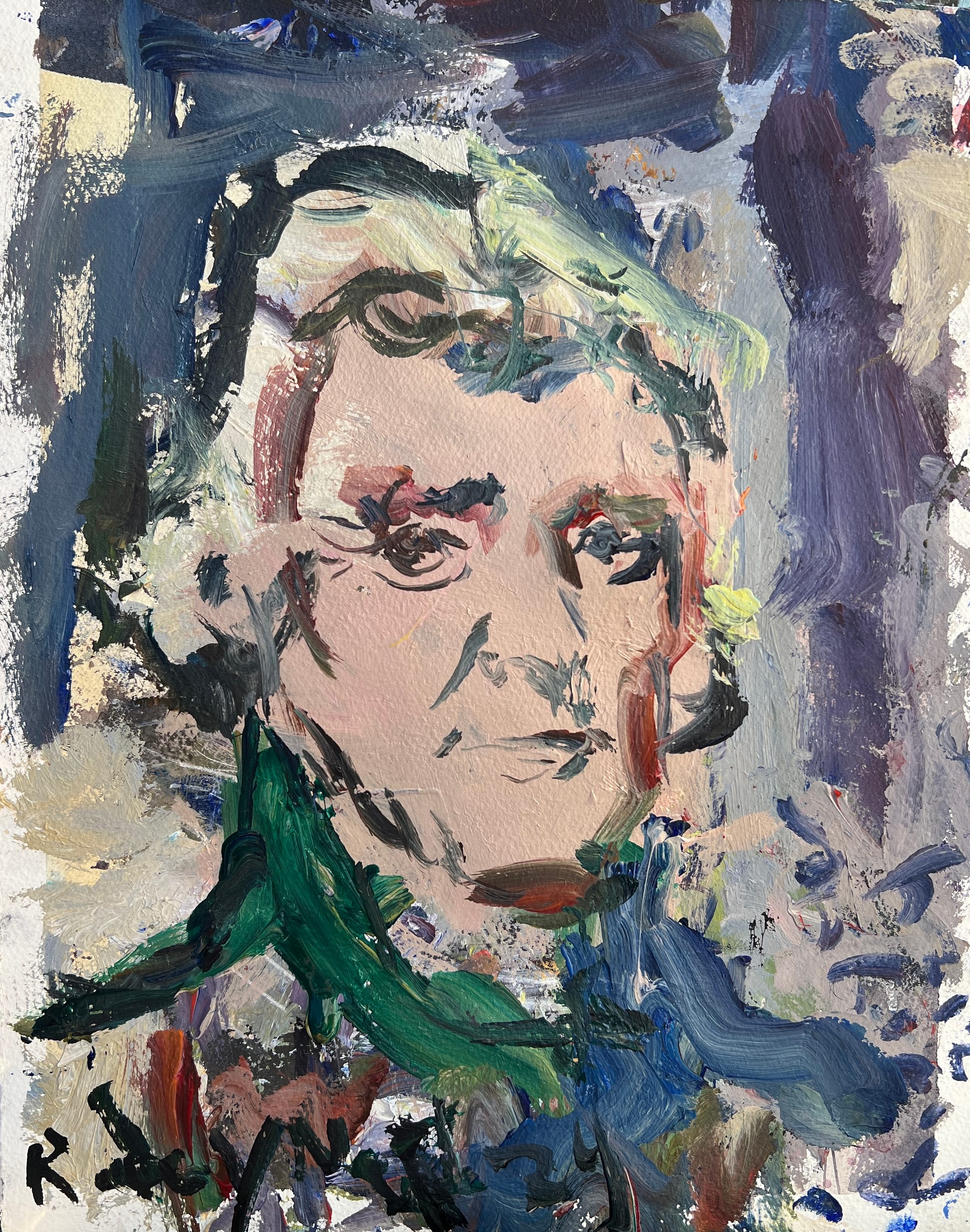 Modern Jefferson painting combining historical detail with bold abstractio