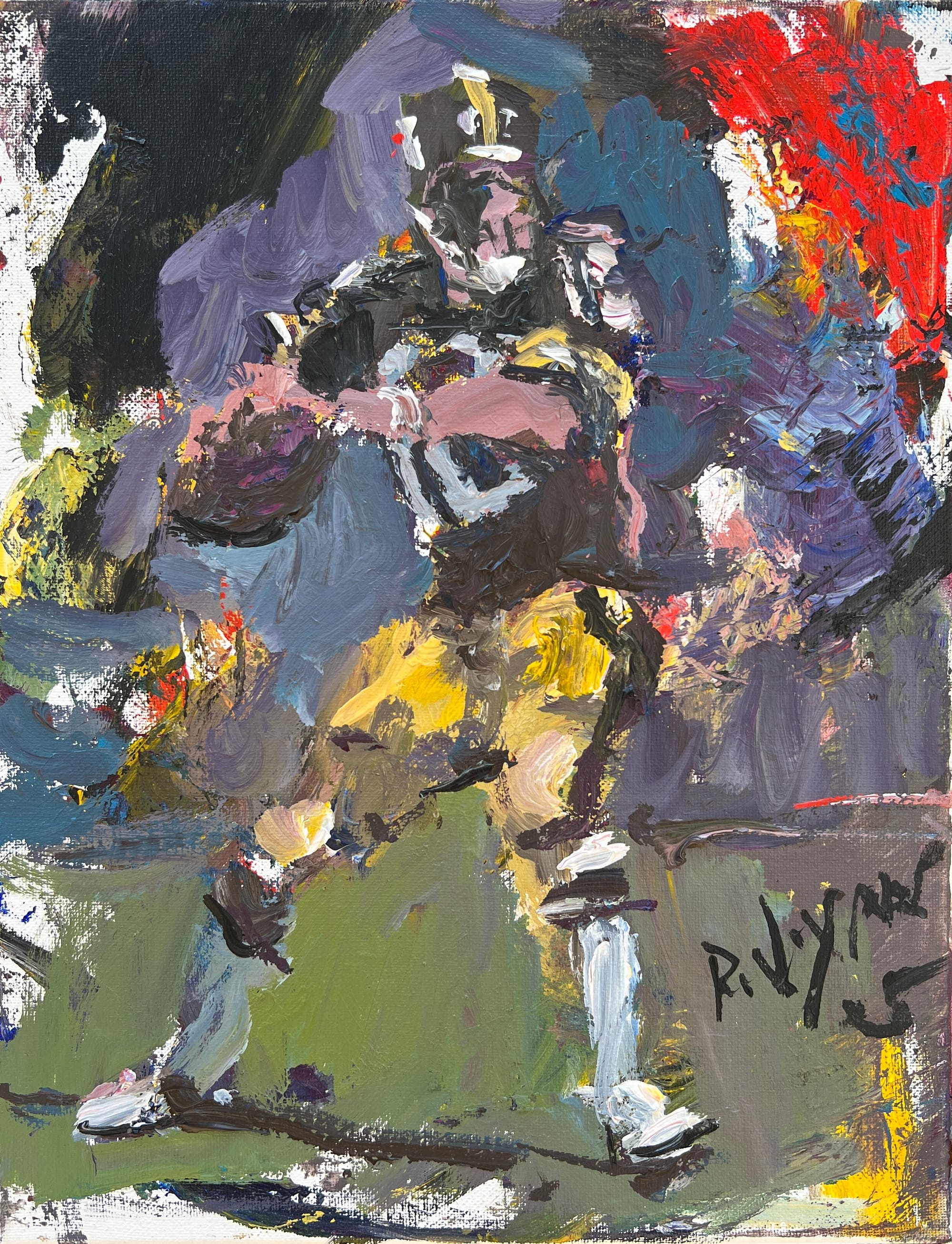 Abstract Steelers Art depicting Terry Bradshaw, acrylic on canvas