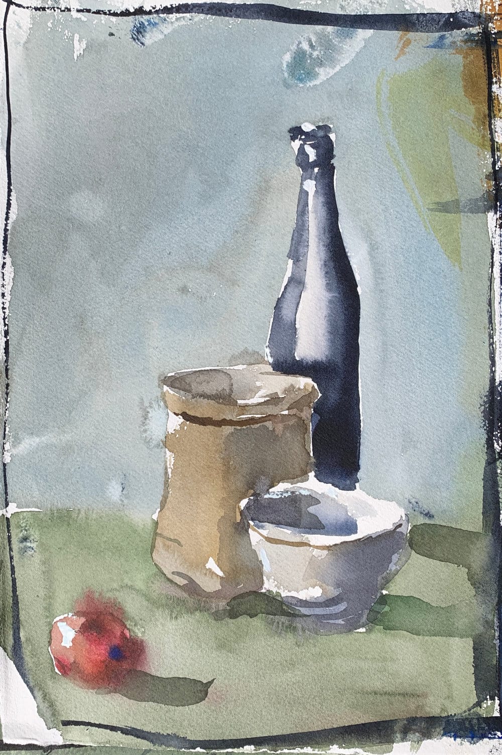 Upside-down watercolor drawing exercise