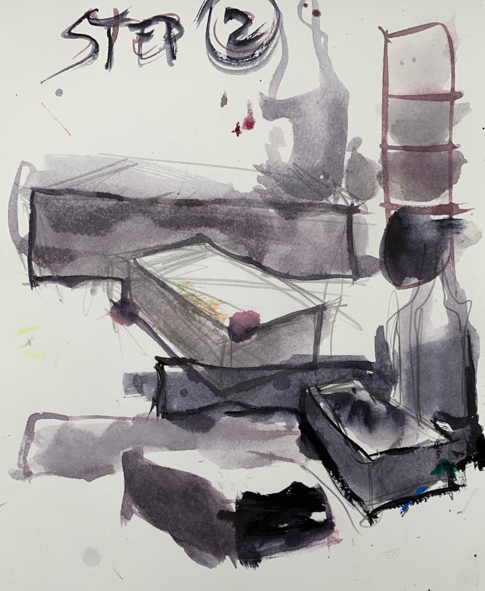 Side-by-side watercolor painting and value study comparison