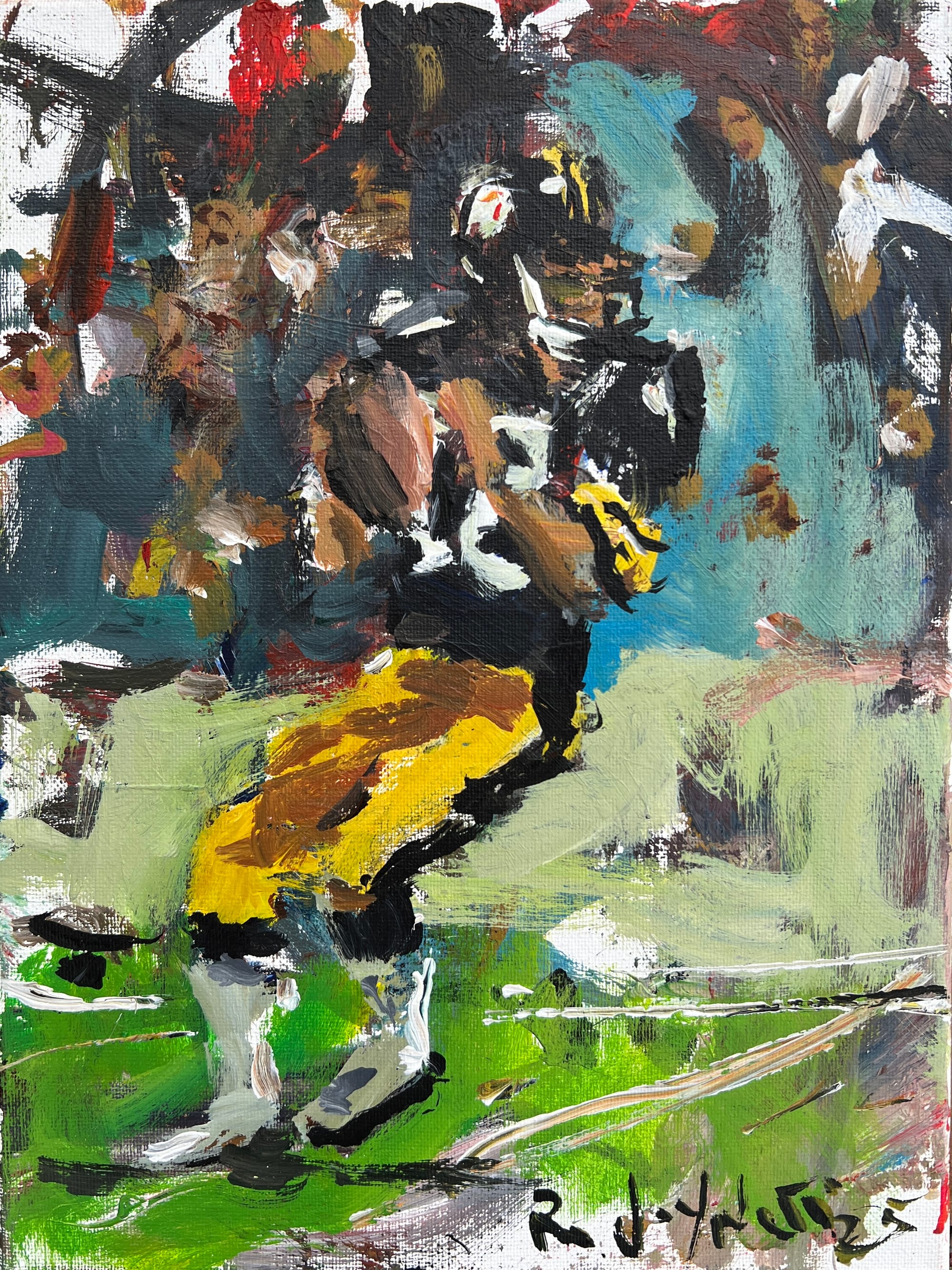 Abstract painting Pittsburg Steeler Terry Bradshaw by Robert Joyner