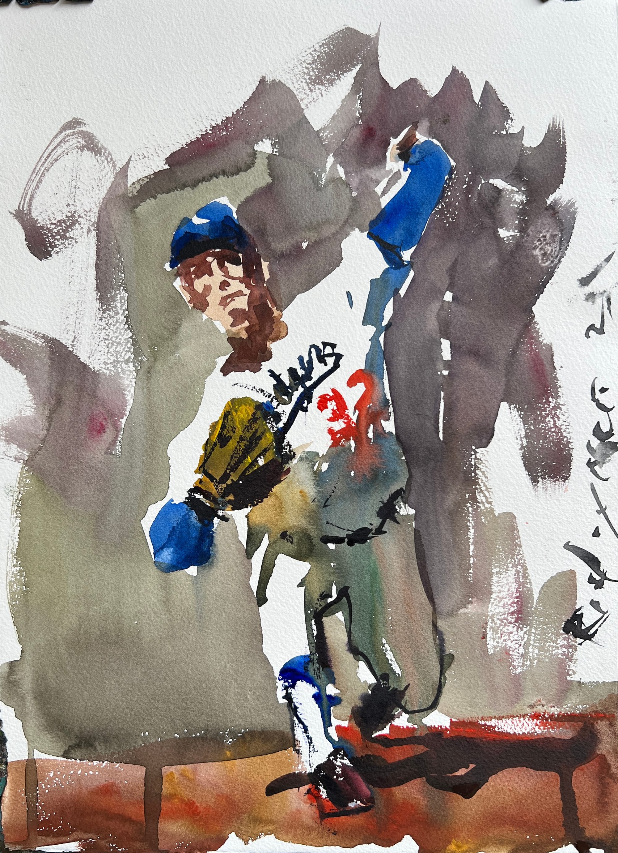 Custom painting of Koufax left-handed dominance in Dodgers uniform