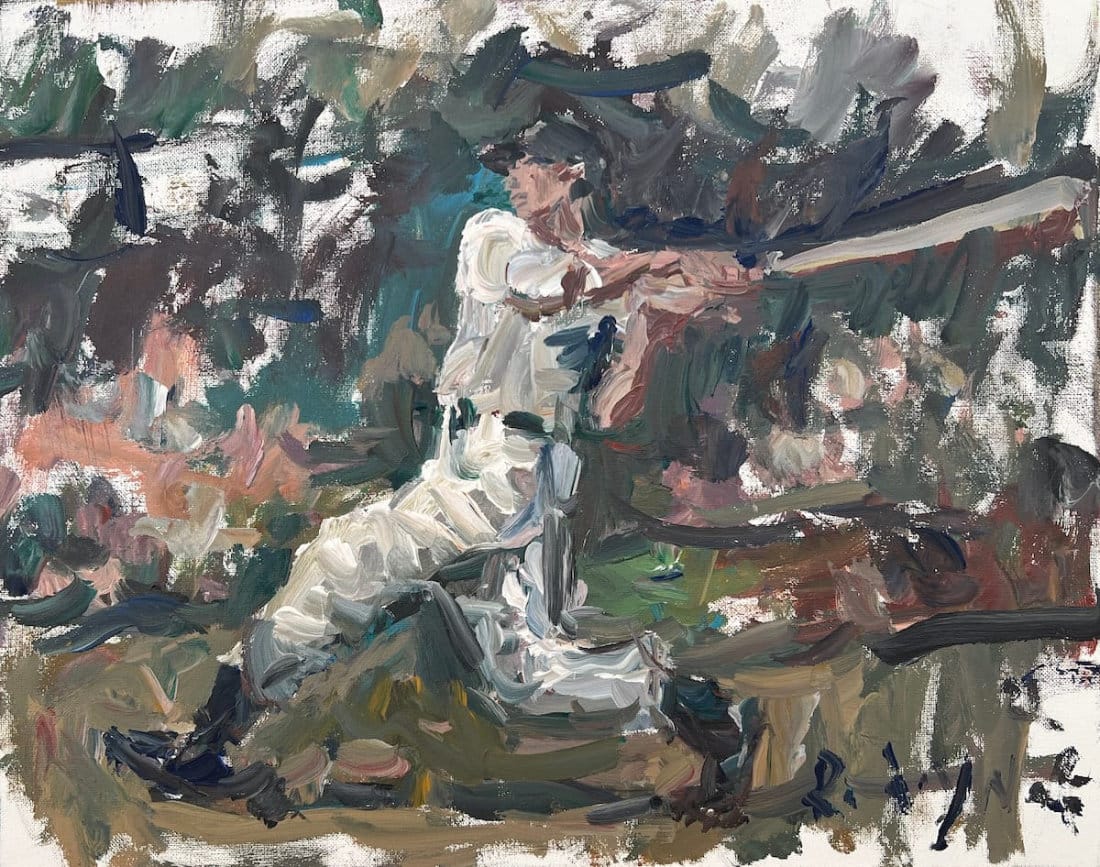 Original expressive Yankees baseball painting of Joe Dimaggio