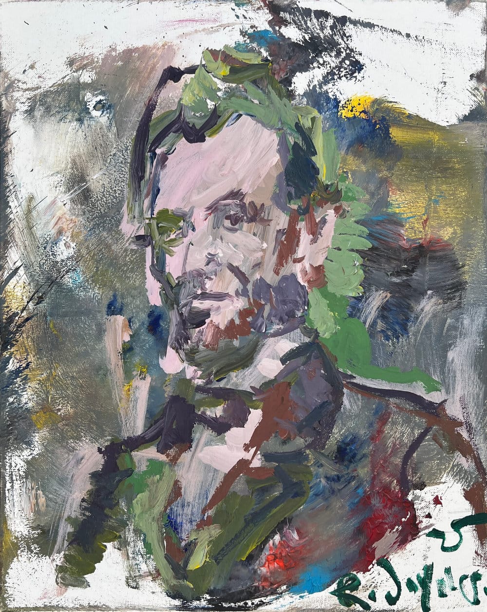 Original expressive portrait of Abraham Lincoln with bold brushwork and bold color contrasts
