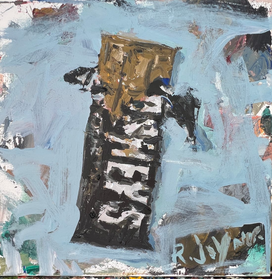  Chocolate bar candy painting with black wrapper, colorful acrylic art on canvas