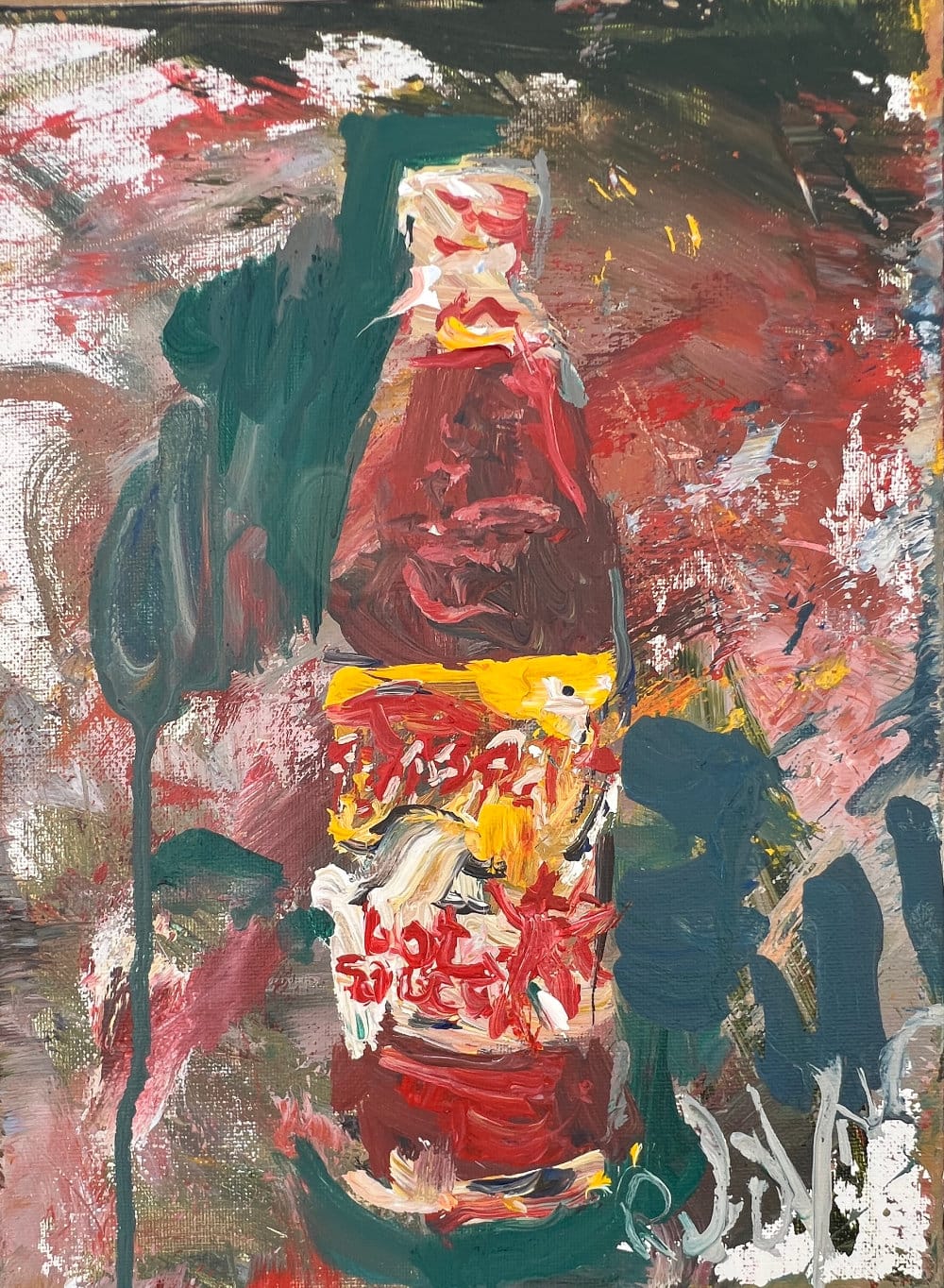 Culinary Artwork with Texas Pete hot sauce bottle