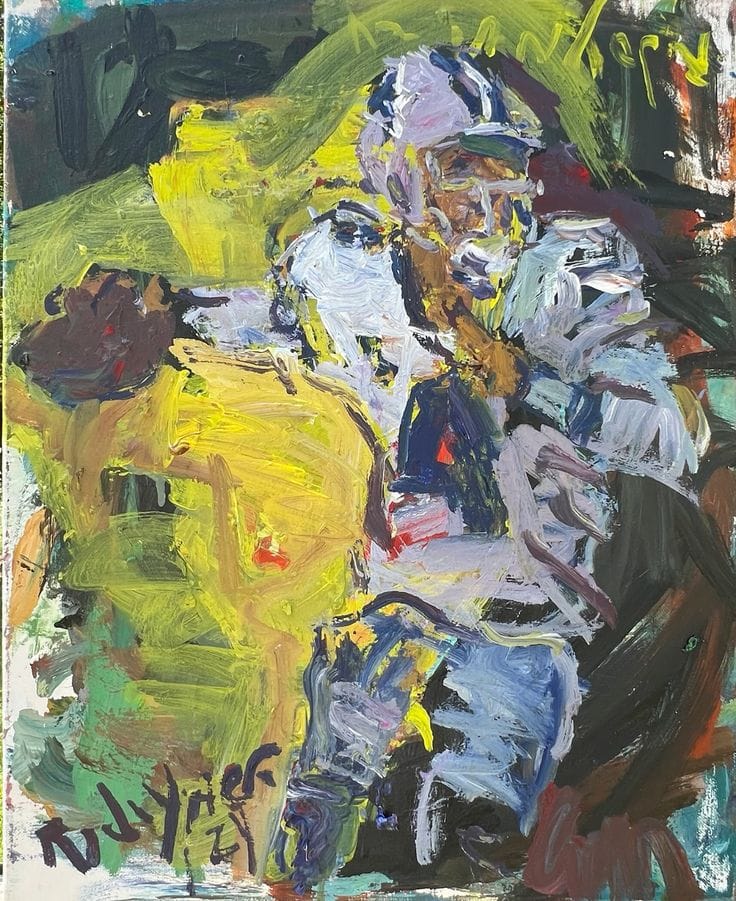 Dak Prescott Dallas Cowboys quarterback original painting, expressive acrylic artwork by Robert Joyner