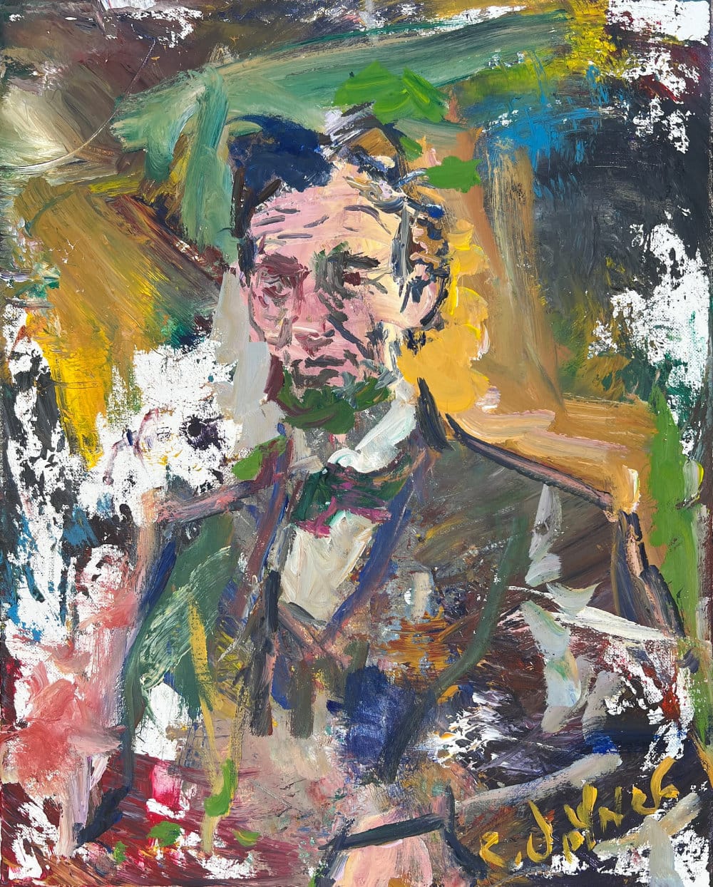 Contemporary Lincoln painting in expressive, full of texture and energy
