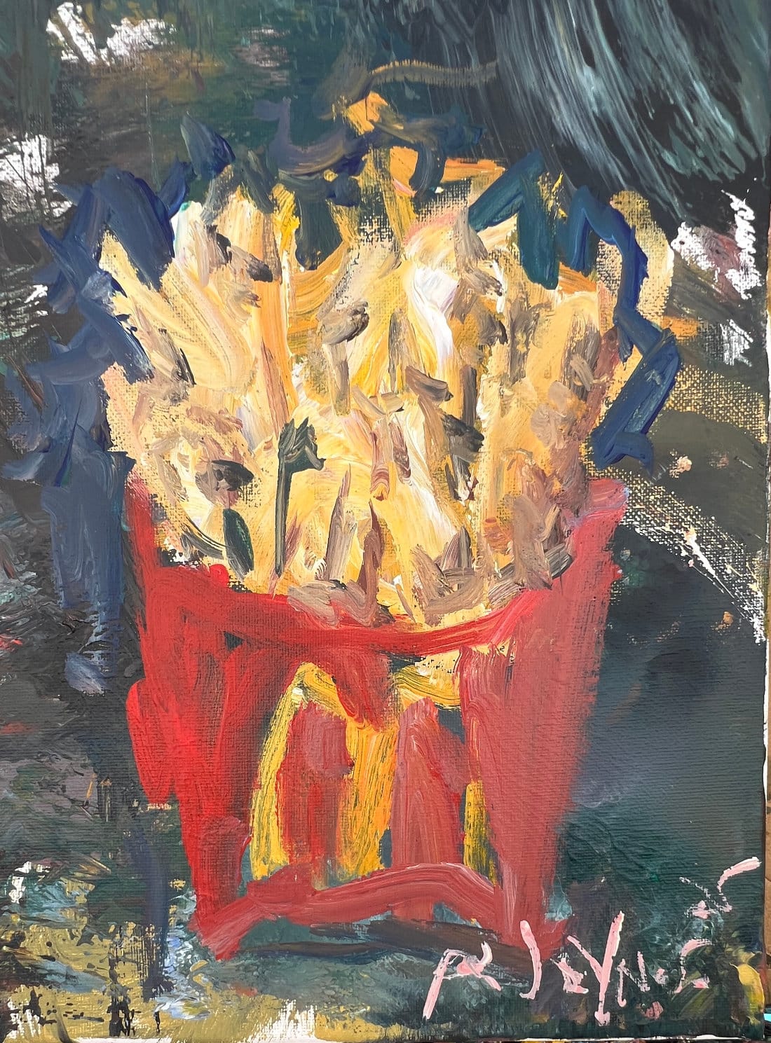 McDonald's French fries pop art painting in red box, iconic fast food artwork for wall decor