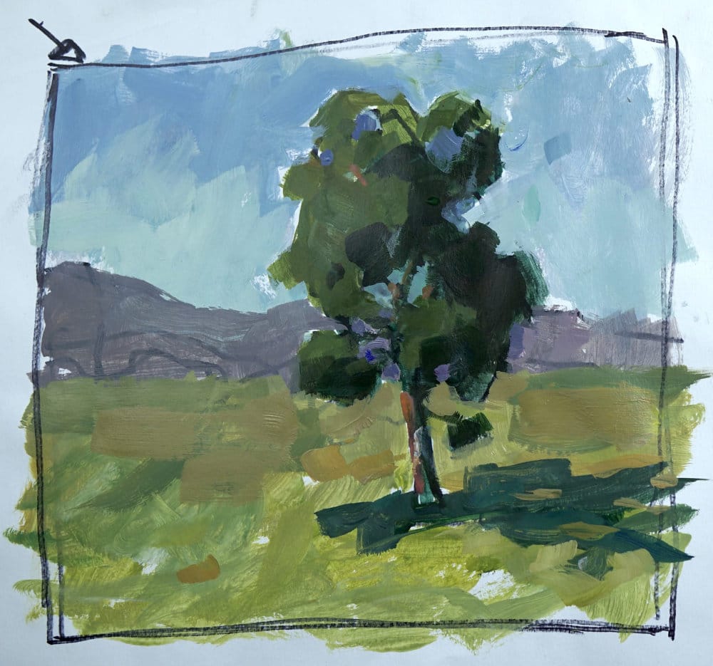Step-by-step tree painting with sky holes for beginners.