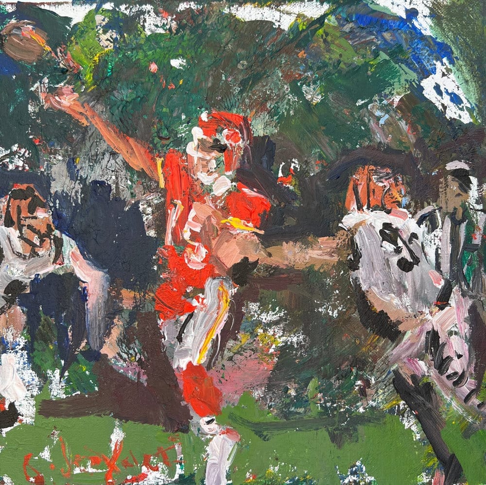 Collection of original Kansas City Chiefs football art featuring championship players