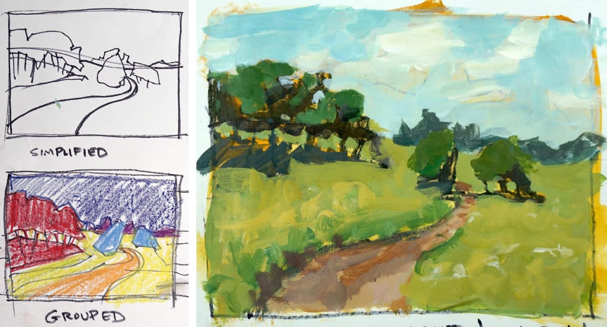 Abstract masses demonstrations - Free acrylic landscape painting course