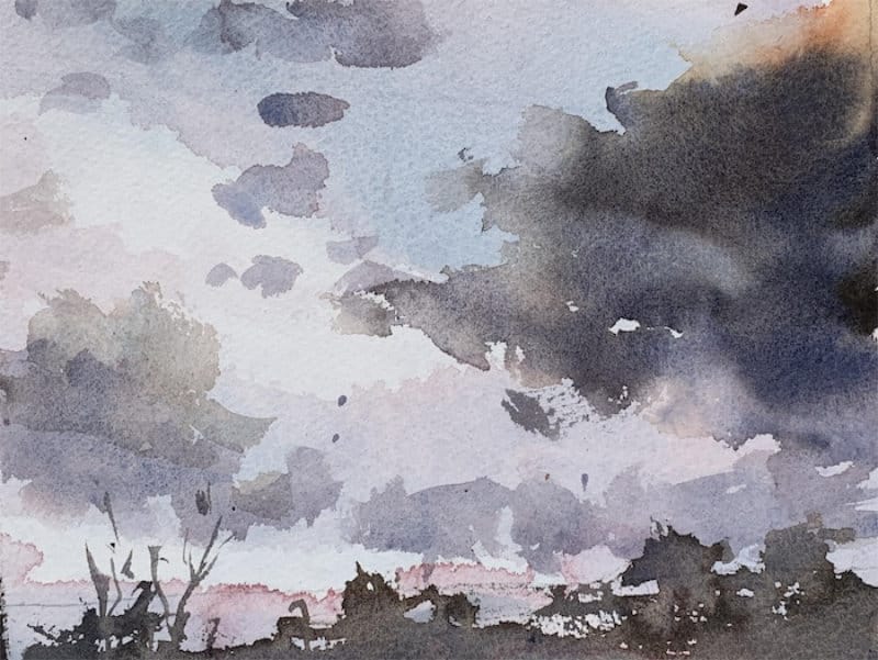 Beginner Watercolor landscape idea - approaching storm