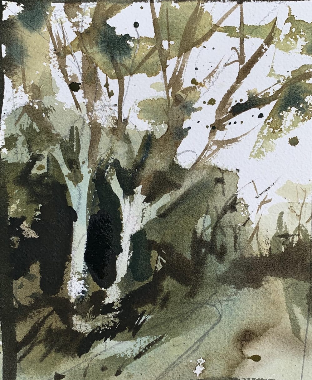 Watercolor landscape idea for intermediate artists