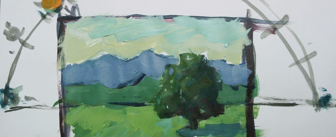 Module three showcase page with three planes demonstration image for landscape painting