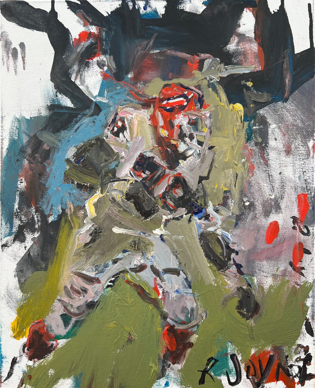 Bruce Smith Buffalo Bills defensive end pass rush original painting, acrylic sports art by Robert Joyner