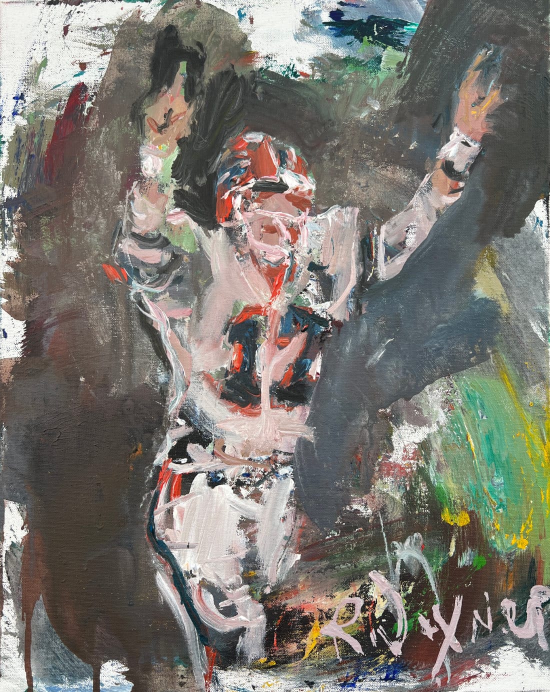 Jim Kelly Buffalo Bills quarterback touchdown celebration original painting, acrylic sports art by Robert Joyner