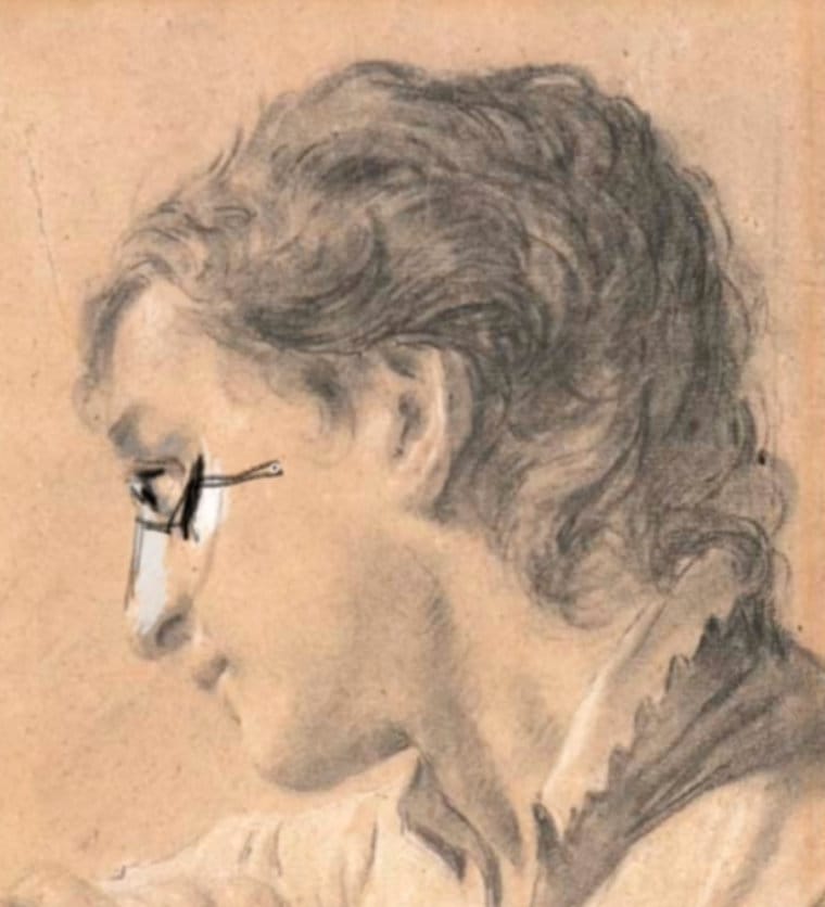 Master drawing in profile showing nose layering and under-plane shading.