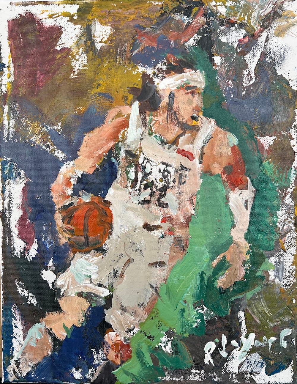 Denver Nuggets Paintings - Acrylic on Canvas featuring Aaron Gordon