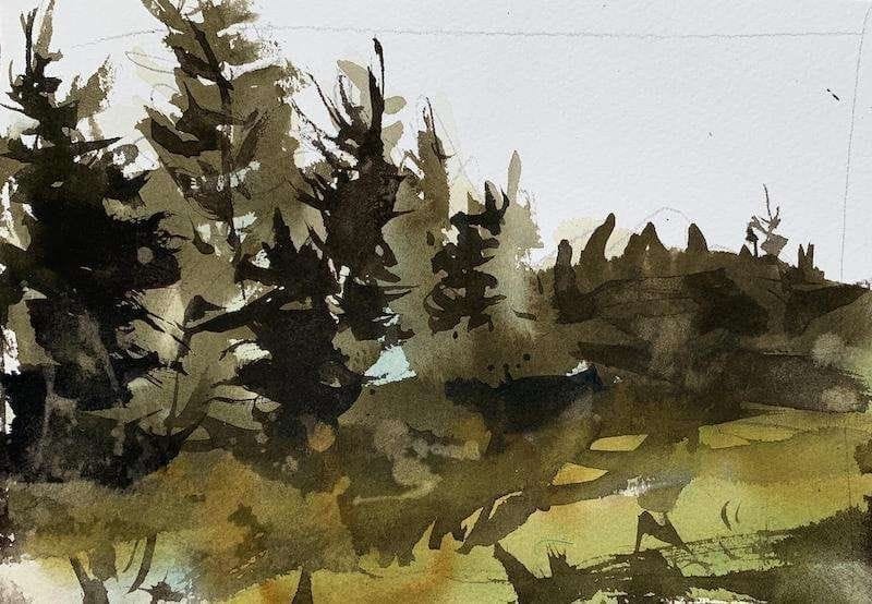 How to Paint Loose Pine Trees With Watercolor
