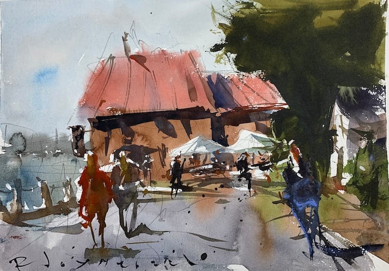 Abstract Style Watercolor Urban Landscape Video Demo