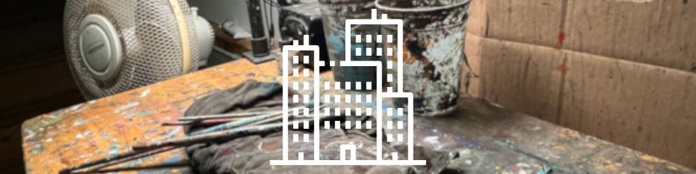 How to Draw Buildings: Foundation Method hero image with studio background image and building symbol