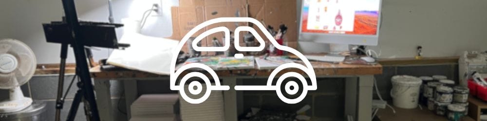 How to Draw Cars - hero image with garage studio background pic and car symbol