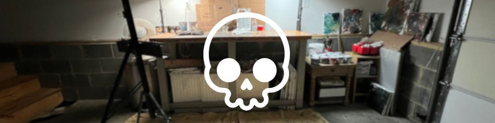 How to Draw the Back of a Head - hero image with studio background image and skull symbol