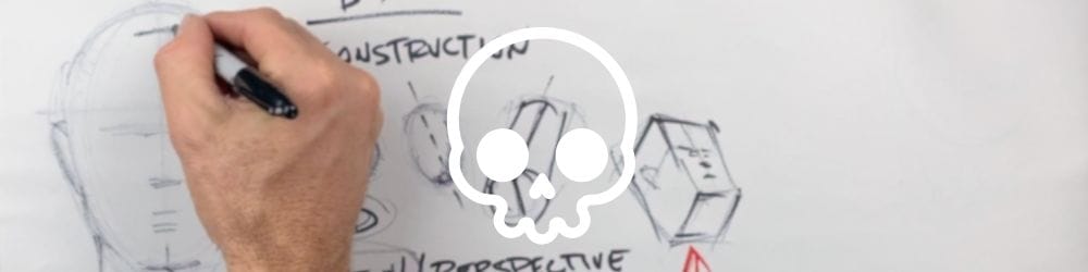 Box Construction Part 1 - hero image with background image and skull symbol